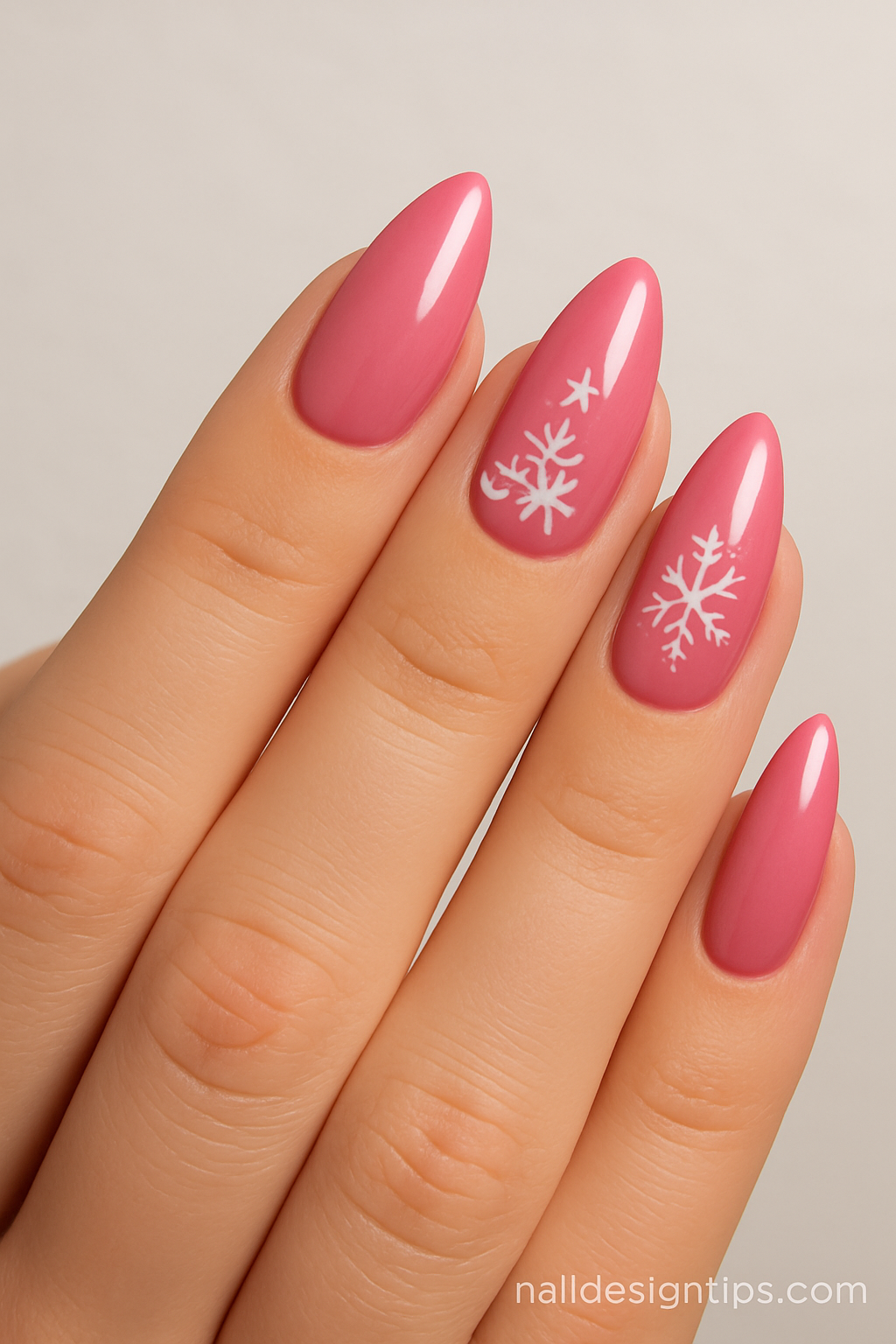 4. Almond Shape Festive Pink