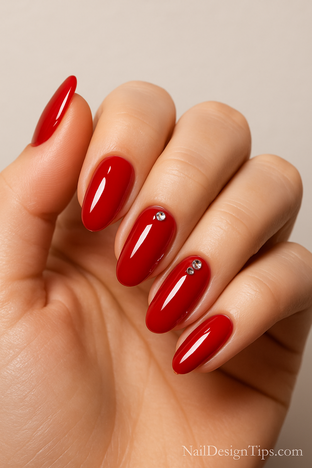 3. Cherry Red with Gemstone Accents