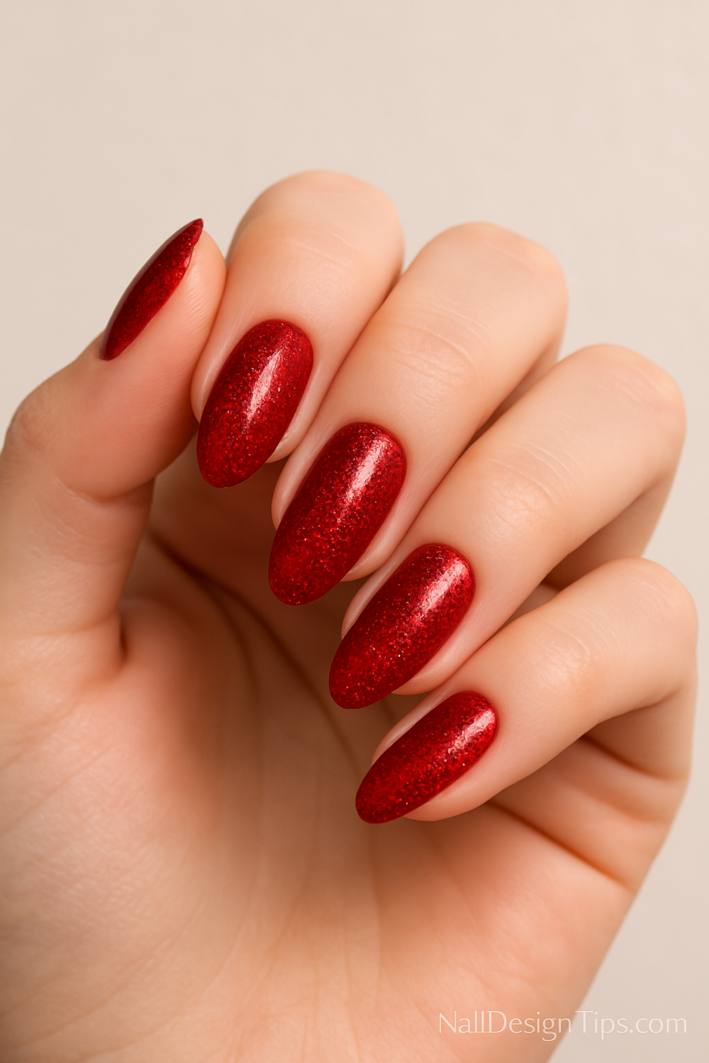 4. Glittered Red for a Bold Look