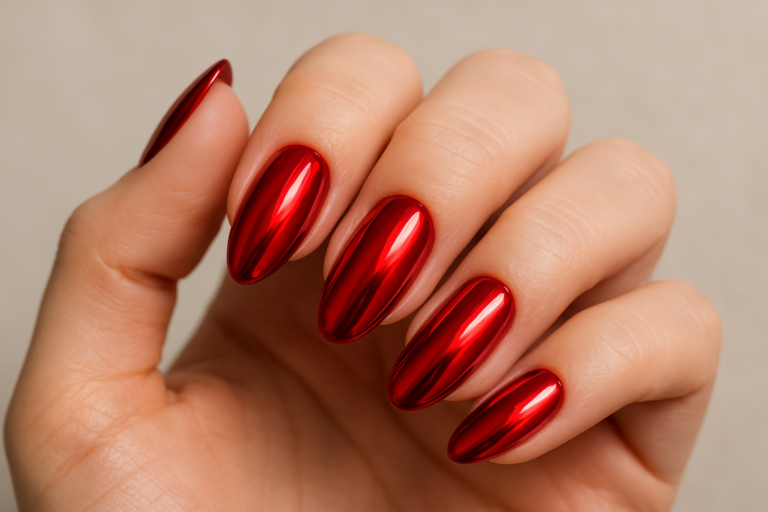 Explore six striking chrome red nails designs. From metallic finishes to reflective polishes, find your perfect look today.