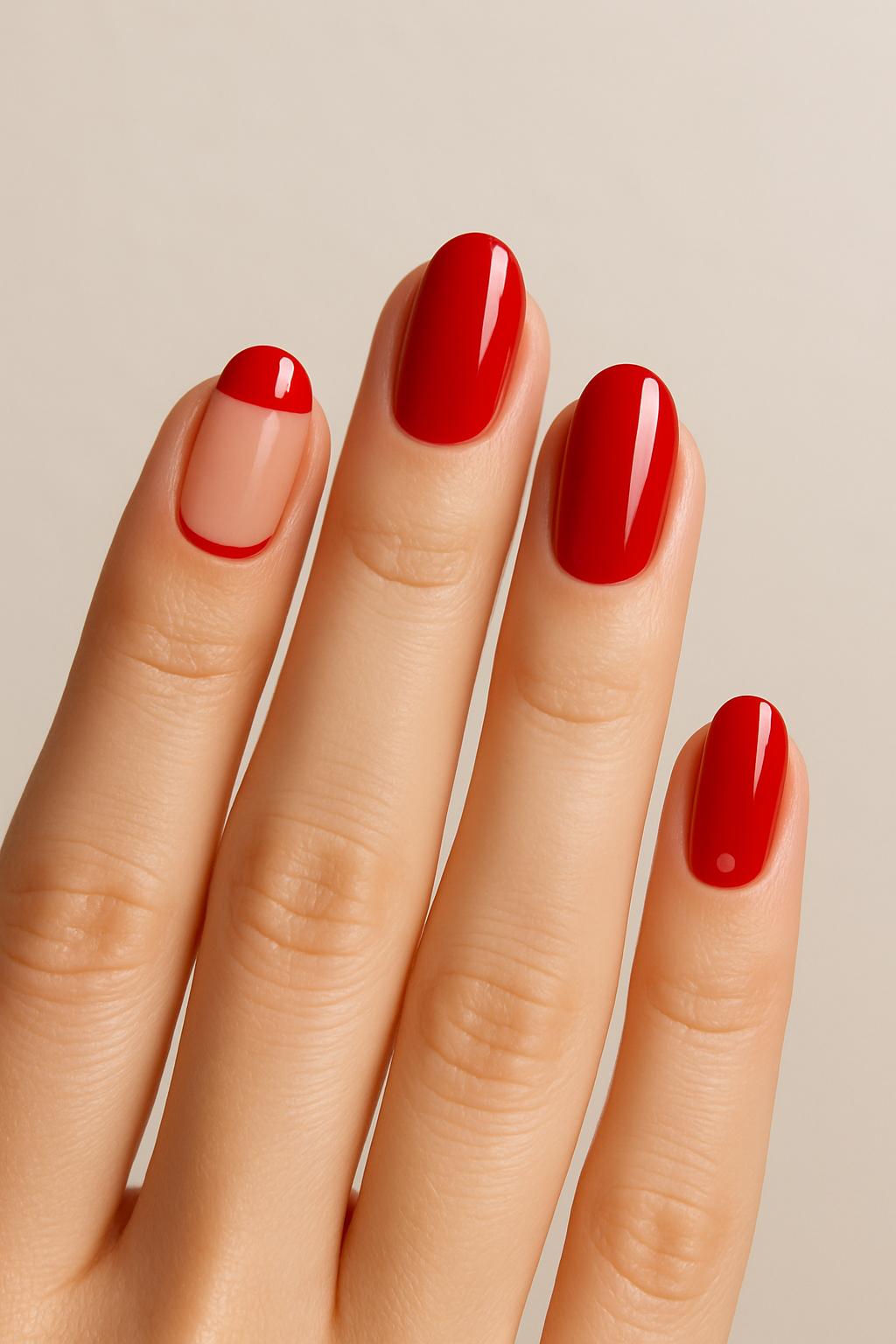2. Minimal Red Nails with a Twist