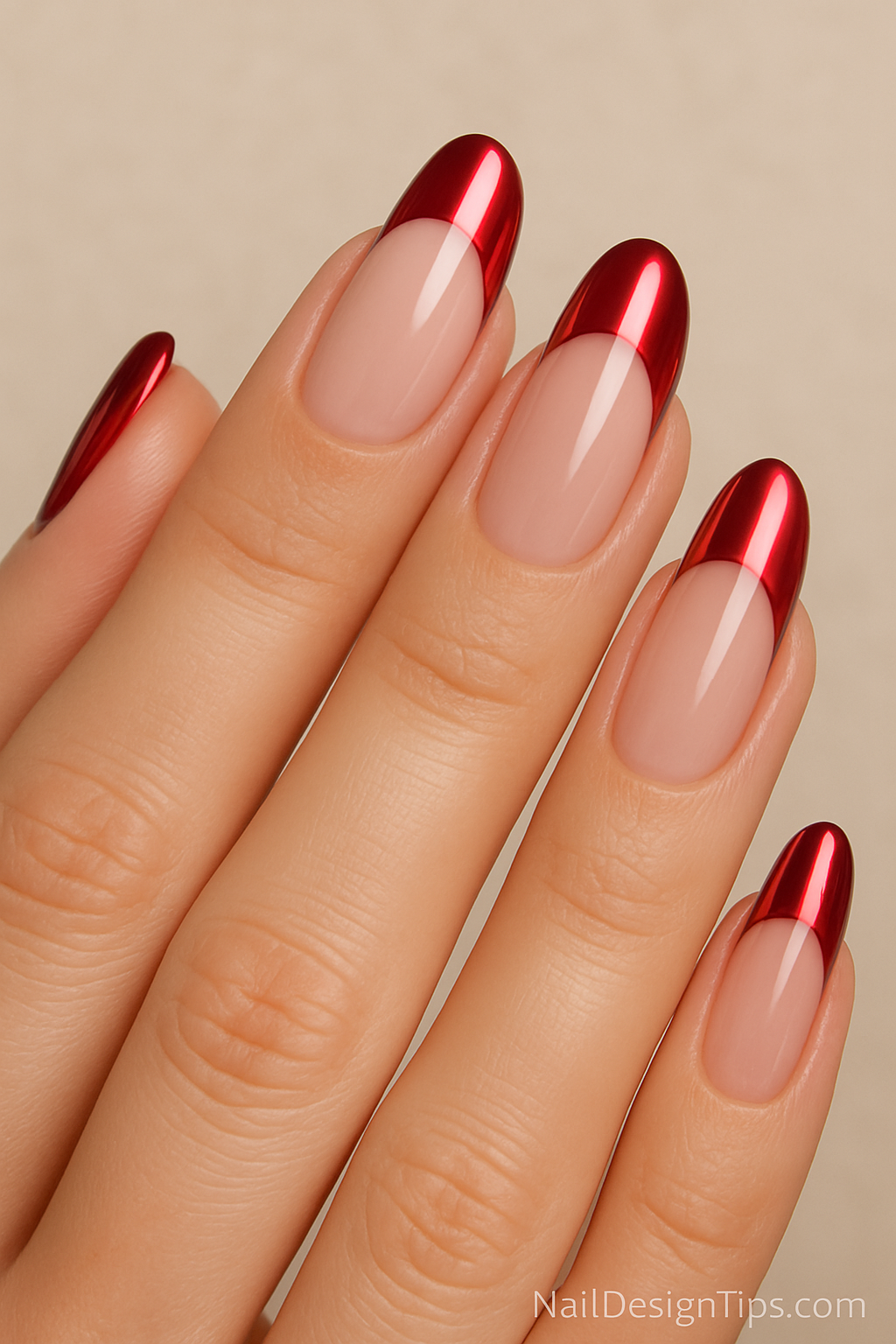 3. Metallic Red Chrome Tips