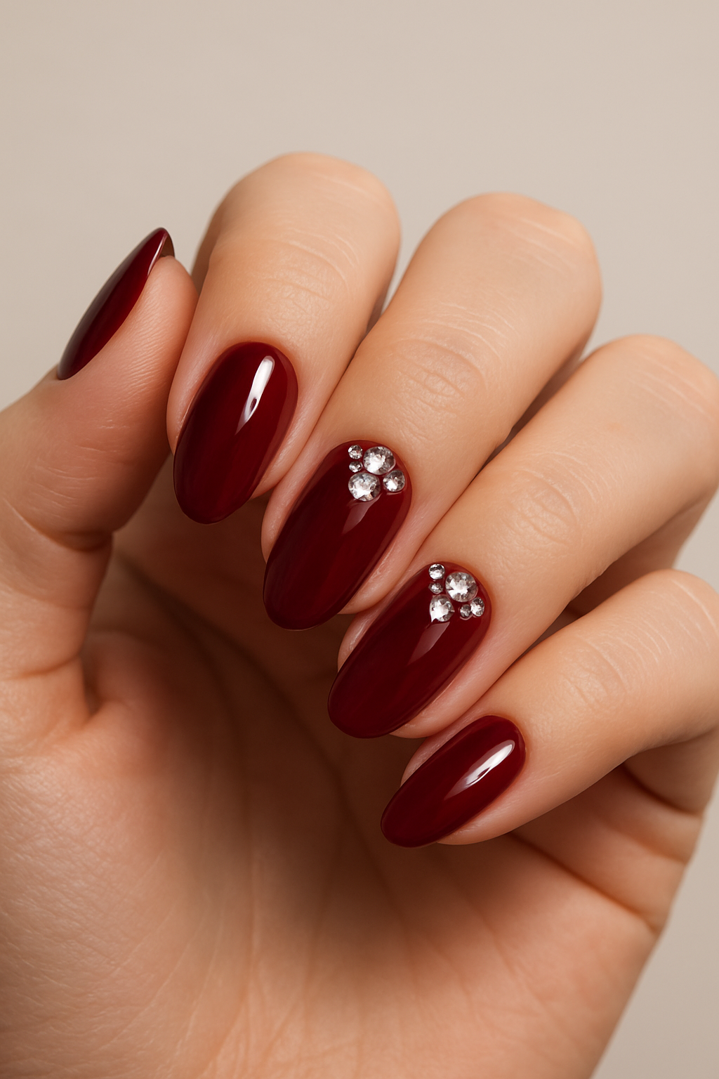 3. Deep Red with Gem Accents