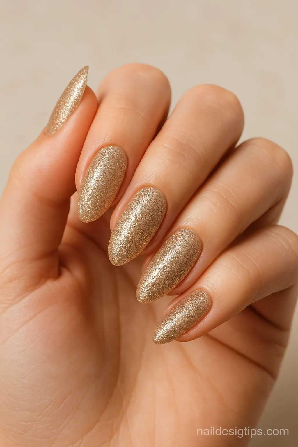 6. Glittery Acrylic Almond